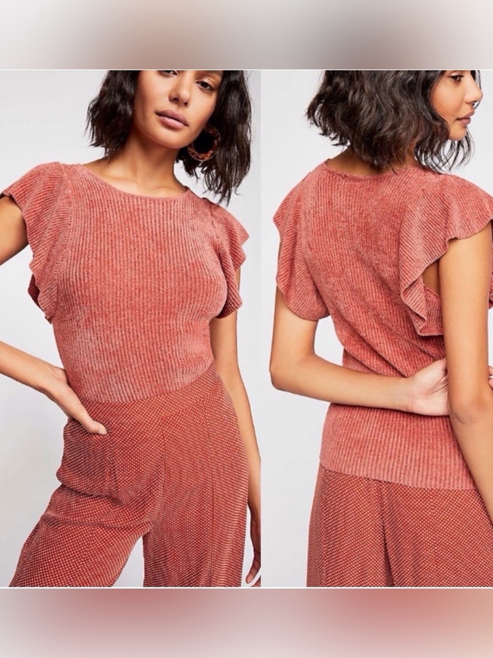 FP One Nikita Ruffle Sleeve Top in Rosie